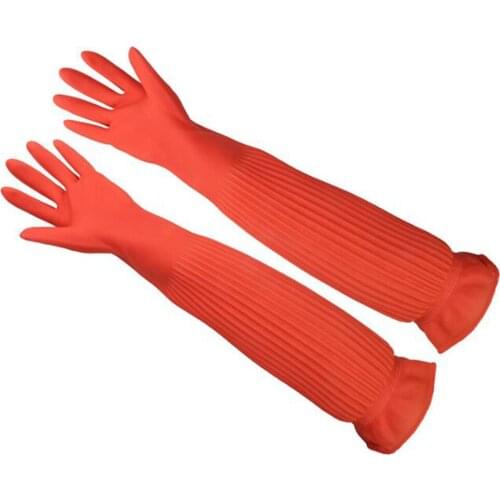 56cm Latex Long Gloves Aquarium Fish Tank Industrial Thick Protective Gauntlets Waterproof Rubber Latex Dishwashing Gloves