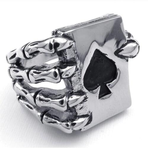 FDLK Vintage Playing Card Rings For Men Gothic Skull Hand Claw Poker masonic Ring Classic Cool Lovers mens ring Jewelry