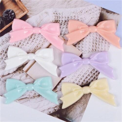Julie Wang 10PCS Resin Bow Charms Mixed Colors Flat Back Bow-knot Pendants Jewelry Making Headwear Accessory