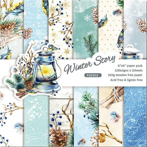 Nice Winter Story Theme Paper For Diy Scrapbooking 24 Pcs/set Background Paper Pad Cardstock Cards Making Diy Scrapbook F96578