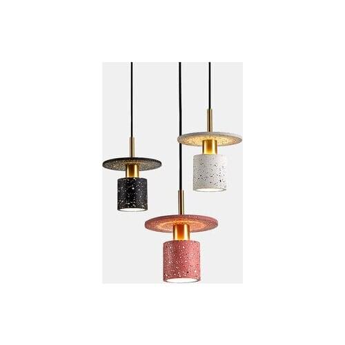 Creative color terrazzo chandelier designer hotel B&B bedroom restaurant bar tea shop copper art lamp