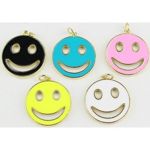 20mm 20pcs/lot Smiley enamel round pendant,colorful enamel plating charm jewelry,fashion enamel jewelry component pendant