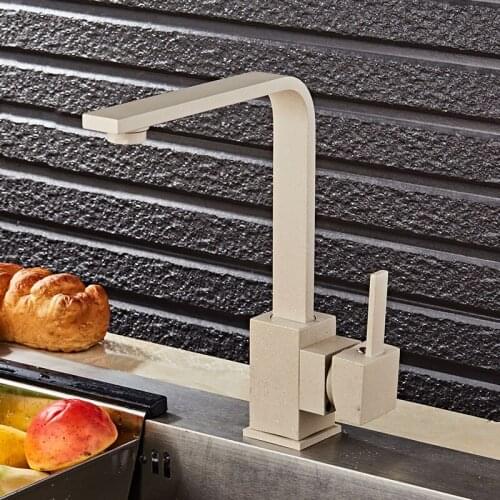 Kitchen faucet Oatmeal quartz stone Sink faucet Single-slot double-slot sink Pure copper Hot and cold water 360 rotation