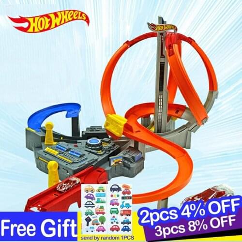 Hot Wheels Electric Speed Spinning Alloy Sports Car Track Hotwheels Toy kids Dual Motorized Accessories Track Car Toys for Boys