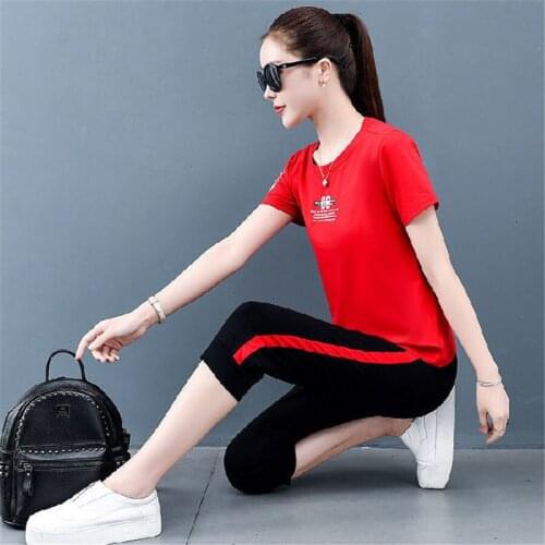 Fashion Tracksuit Women Summer New Trend T-shirt and pants Two Piece Set Korean Plus Size Loose Casual 2 Piece Set Women