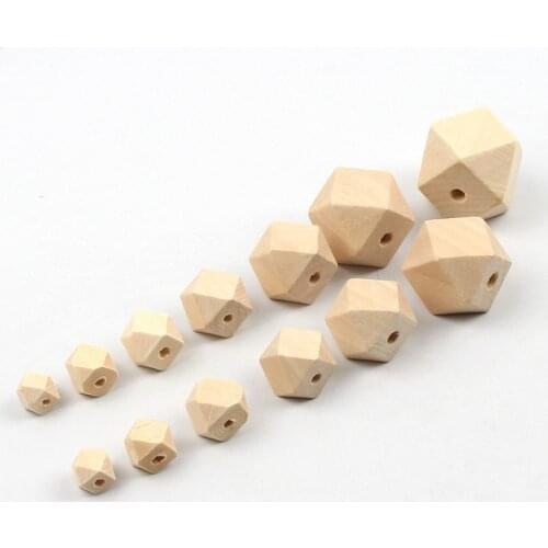 Natural Color Geometry Wooden Beads Lead-Free Unfinished Octagon Wood Loose Beads For Jewelry Making DIY Accessories 10-30mm