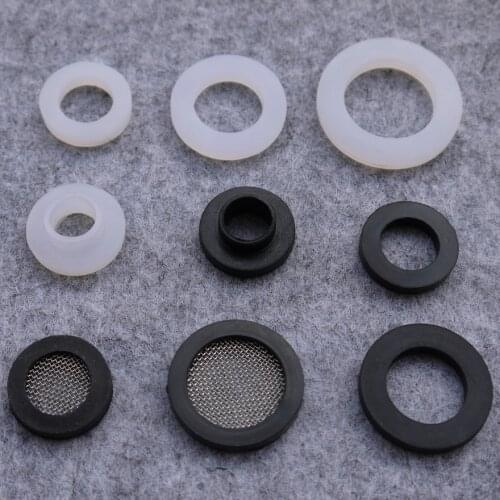 10pcs Flat Spacer O Ring Convex Gasket Seal Thickness 3mm Round Flat Washer With Mesh Filter Screen Silicone White Rubber Black