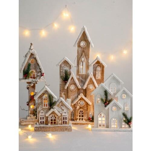 Christmas luminous decoration wooden house wooden street lamp decoration shopping mall hotel windows cene dressing up supplies