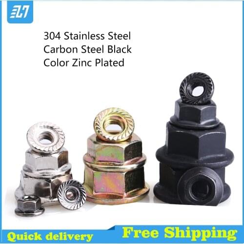 Hex Flange Nut Metric Thread Hexagon Nylon Insert Lock Nut Self-locking Nylock Locknut M3M4M5M6M8M10M12M14M16M18M20