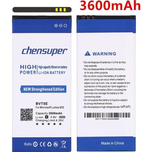 Chensuper 3600mAh BV-T5E / BV T5E Replacement Batteries For Nokia Microsoft Lumia 950 Battery RM-1106 RM-1104 RM-110 battery