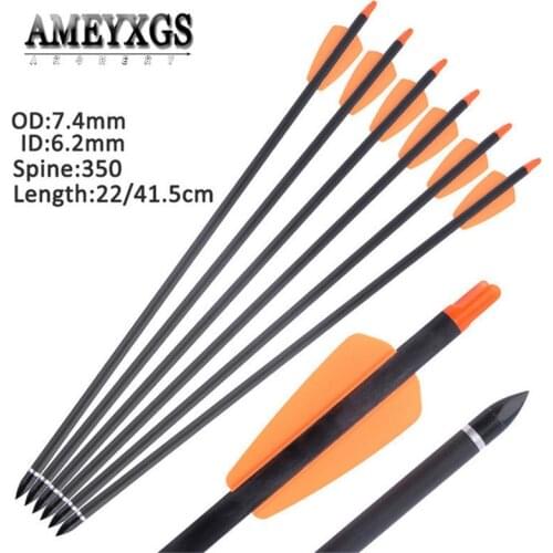 6/9pcs Spine 350 Archery Carbon Arrow Id6.2mm 8.6/16" Pure Carbon Arrows For Slingshot Crossbow Shooting Hunting Accessories