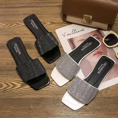 Ladies Summer Sandals Women Bling Slippers Crystal Sandalias Flats Gladiator Sandals Women Beach Shoes Female Sandalia Feminina