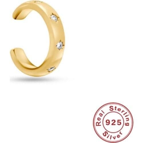 CANNER 1 Pc 925 Sterling Silver Clip Earrings For Women Ear Cuff C-shaped Non-hole Diamond Pattern Earring Jewelry Pendientes