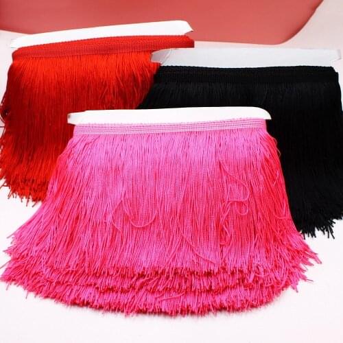 YACKALASI Double Banded Fringe Tassel Polyester Latin Dress Macrame 15CM / 10 Meters /Lot lot