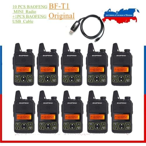 10PCS BAOFENG BF-T1 Walkie Talkie MINI Portable Two Way Radio T1 UHF 400-470mhz Handheld CB Ham toy Radio+1pcs usb cable as gift
