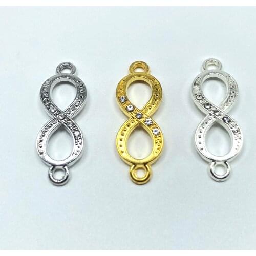 15pcs Infinite logo jewelry connector auspicious number 8 DIY handmade bracelet necklace for men and women 3 colors
