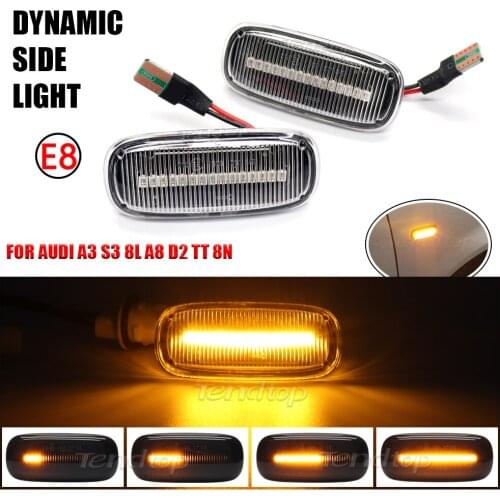 2PCS For Audi A3 S3 8L A4 B5 A8 D2 TT 8N 1998-2006 Led Dynamic Side Marker Turn Signal Indicator Repeater Light