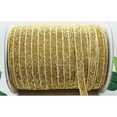 3/8'' Free shipping christmas gold glitter metal ribbon 50y/lot hairbow diy party decoration wholesale 9mm P1295