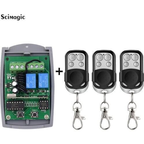 433mhz 433.92mhz Garage Receiver Gate Door Remote Control Switch 2CH DC 12V-24V and Remote Control Transmitter 4CH Opener