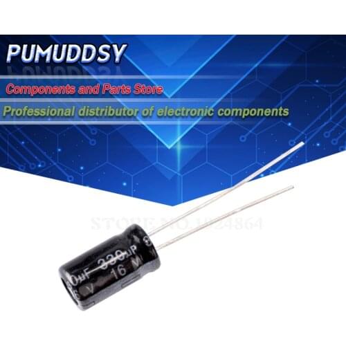 50PCS Higt quality 16V330UF 6*12mm 330UF 16V 6.3*12 Electrolytic capacitor