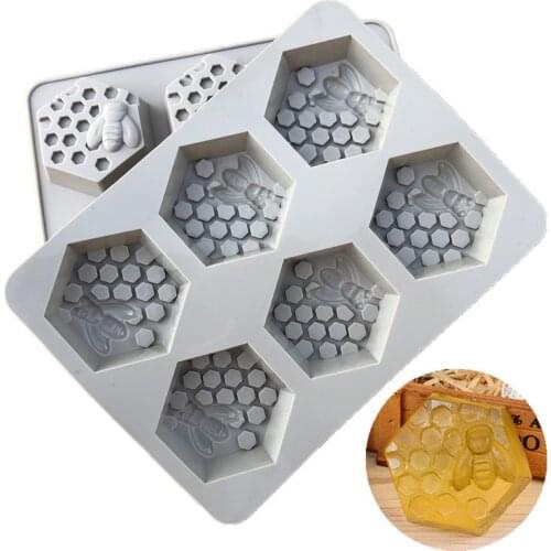 New Creative 6 Holes Honey Bee Honeycomb Silicone Soap Mold DIY Handmade 3D Cake Mould Easy To Demolding Soap Making Craft K131