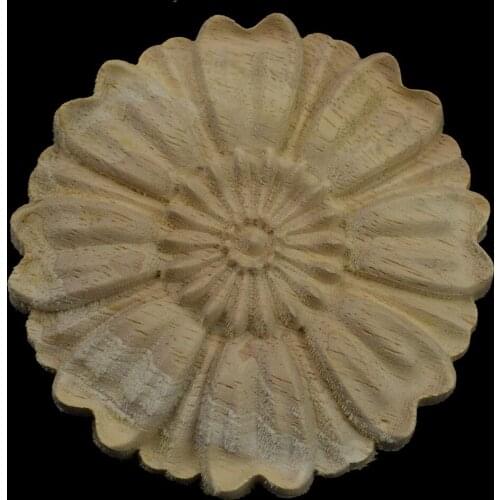 8CM Round Wood Carving Applique Furniture Accessories Nautical Decor Decorative Mouldings Decal Cabinet Door Wood Figurine Craft
