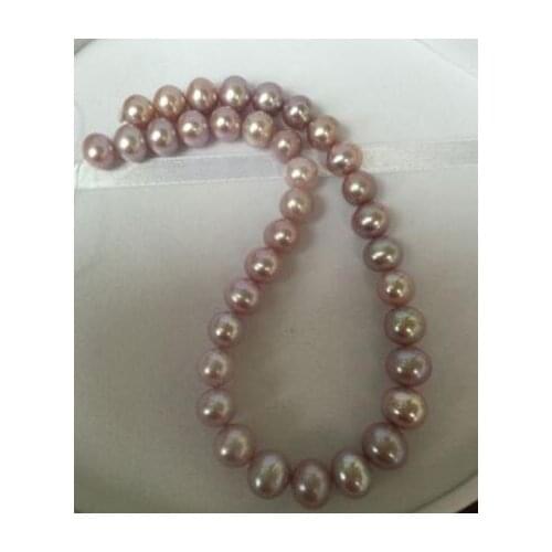 Free shipping noble jewelry10-11mm Freshwater LAVENDER PEARL NECKLACE 14K
