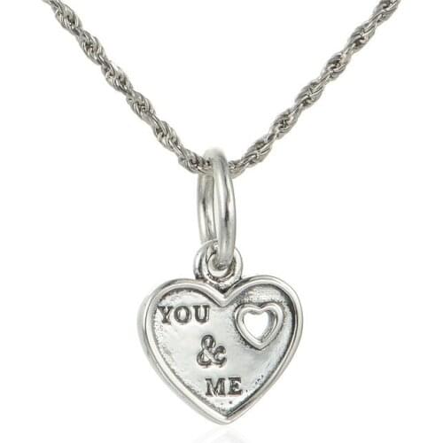 You & Me Heart Beads Fit Charm Bracelet & Necklace Femme 925 Sterling Silver Beads for Jewelry Making Love Sign Kralen Jewellery