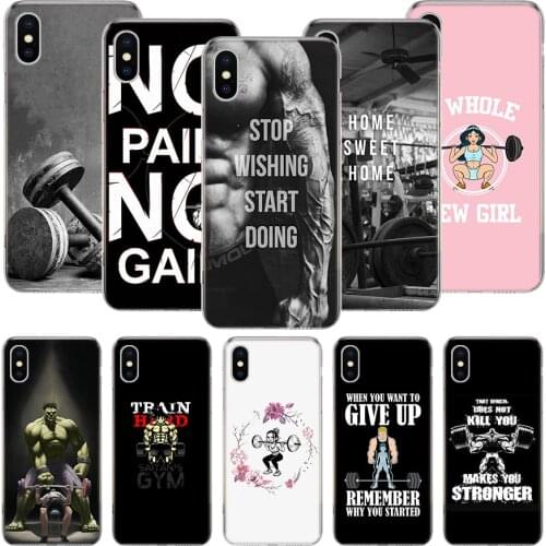 Bodybuilding Gym Fitness Phone Case For iPhone 11 12 Pro XS XR X Max 7 8 6 6S Plus Mini + 5 SE Pattern Customized Coque Cover Ca