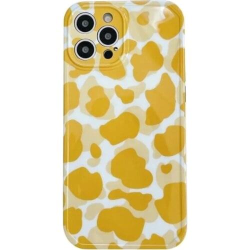 Lemon Yellow Leo Print Case for iPhone 12 Pro Max Back Phone Cover for 12 Mini 11 Pro Max X XS XR 8 7 Plus SE 2020 Capa