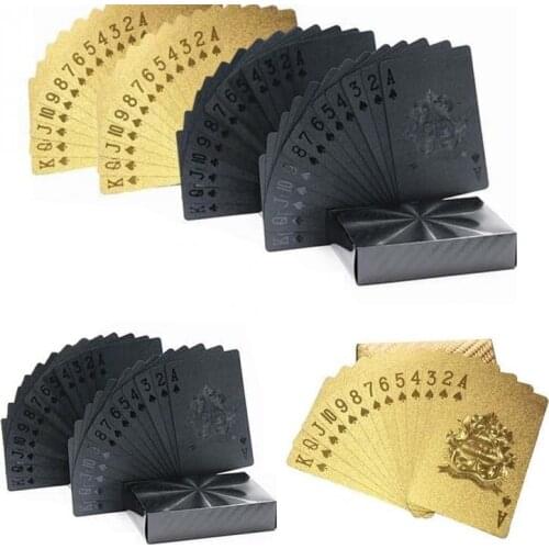 Black Quality Playing Cards Poker Waterproof Game Deck Gold Foil Poker Set Magic Waterproof Cards Gift Durable Poker