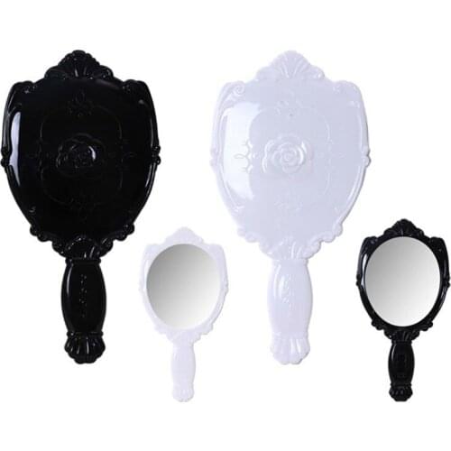 Ladies Vintage Handhold Makeup Mirror Portable Cosmetic Mirrors Beauty Mirror Hand Held Makeup Tool