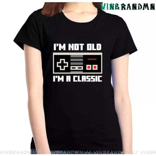 Xbox Game T-Shirt Womens T Shirts I'm Classic I Am Not Old Gamer Quote Tee Shirts Short Sleeve Tee Tops