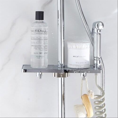 Luxury Chrome Bathroom Shelves Hotel Bathroom Storage Holders Racks Adjustable Bath Shelf