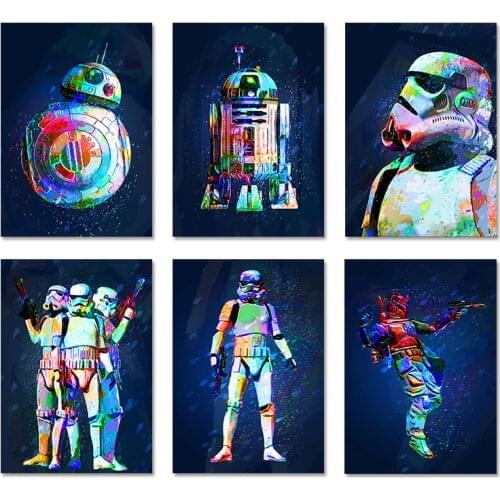 Star Wars Art Print Darth Vader Yoda Graffiti Canvas Painting Movie Poster Wall Picture for Living Kid Room Home Decor Cuadros