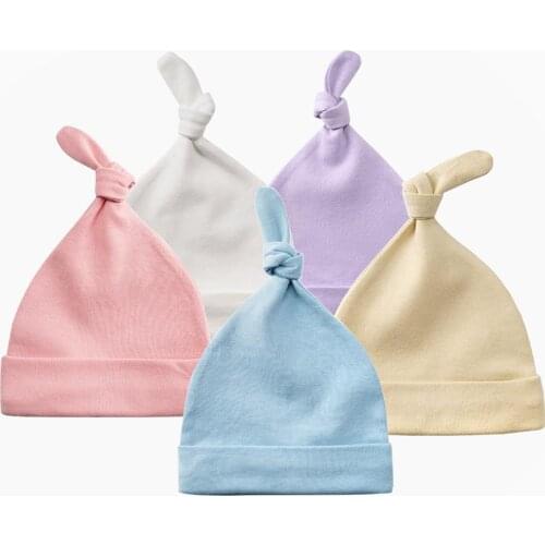 Ins Newborn Hat Baby Photography Props 100% Cotton Clothes For Kids 0-3m Candy Colors Hats Spring And Autumn Baby Accessories