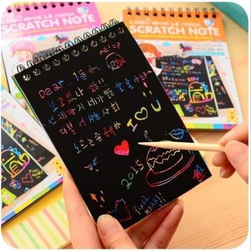 1PC Scratch Note Childrens Creative DIY Scratch Painting Colorful Graffiti Notebook Creative DIY Environmental Friendly Puzzle