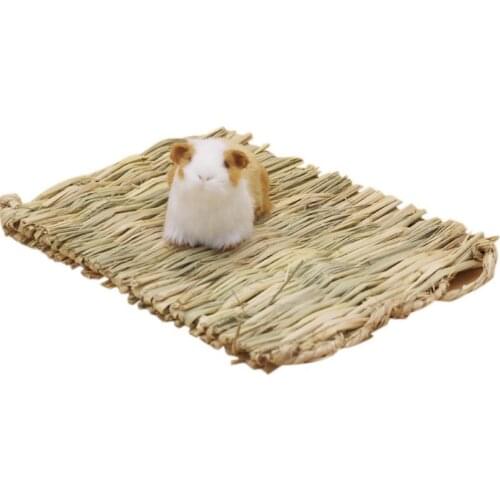 New Hamster Grass Mat Natural Chew Toy Rabbit Straw Mat Woven Bed Mat for Small Pets Rat Guinea Pig Woven Bed Mat для хомяка