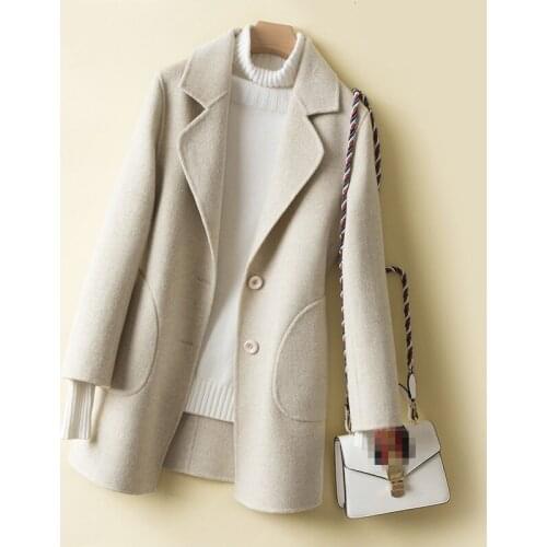 Autumn Winter Jacket Women 100% Wool Coat Female Handmade Double-side Woolen Coats Korean Vintage Jacket 604s MY1931