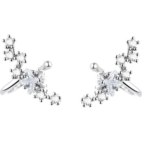 LOEVE Stars Five-Pointed Star Earring Flowers Inlaid With Zircon No Ear Hole Ear Clip On Earring For Girl Women Gift