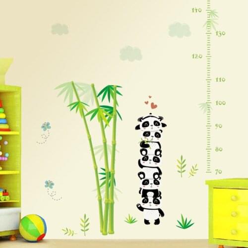Lovely Panda Bamboo Measure Height Gauge Stickers Wall Stickers Kindergarten Kids Room Decor Children Height Ruler Stadiometer