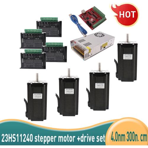 3-axis kit 23HS11240 NEMA23 stepper motor driver TB6600 + USB Mach 3 controller card cable 112mm