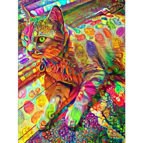 5D Diamond Painting Kits Full Round With AB Drill Cat Rhinestones Pictures Diamond Embroidery Animal Cross Stitch Handicrafts