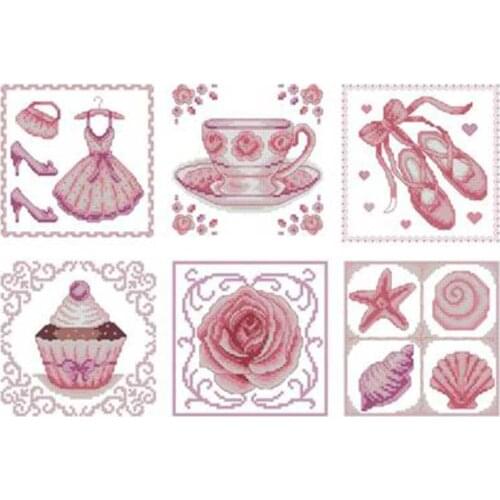 Pink series of small cards patterns Counted Cross Stitch 11CT 14CT 18CT DIY Chinese Cross Stitch Kits Embroidery Needlework Sets