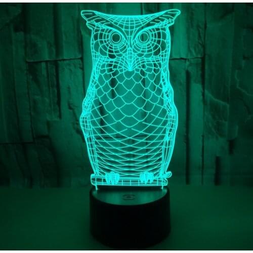 New Owl 3d Nightlight Remote Touch switch Acrylique Usb Desk Lamp Factory wholesale 7 color change Table Lamps For Living Room