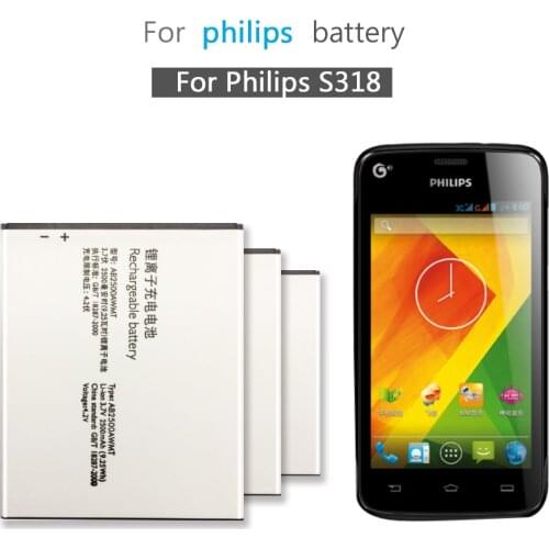 Original AB2500AWMT Battery For Philips S318 CTS318 Cellphone AB2500AWMT for XENIUM Smart Mobile 2500mAh