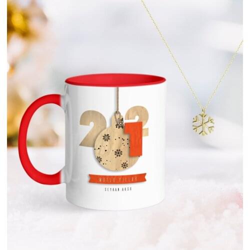 Personalized 2021 Happy Birthday Red Mug and Snow Them Kolye-3