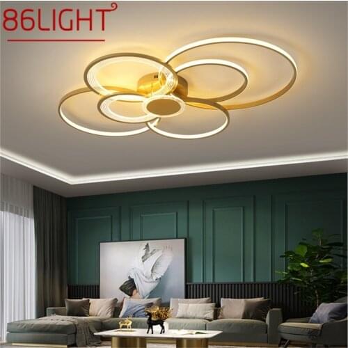 86LIGHT Nordic Ceiling Light Modern Gold Round Lamp Fixtures LED 3 Colors Home For Living Dining Room