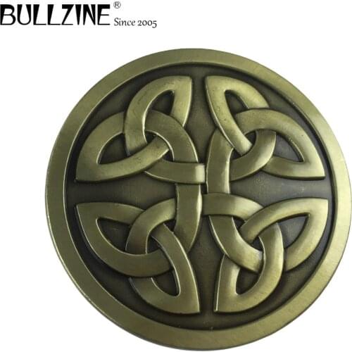 Bullzine Western celtic knot cowboy jeans gift belt buckle with pewter finish FP-02977-1 for 4cm width belt drop shipping