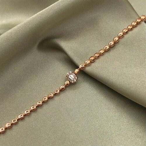 Rose Honeycomb Chain Baguette Stone Detailed Bracelet